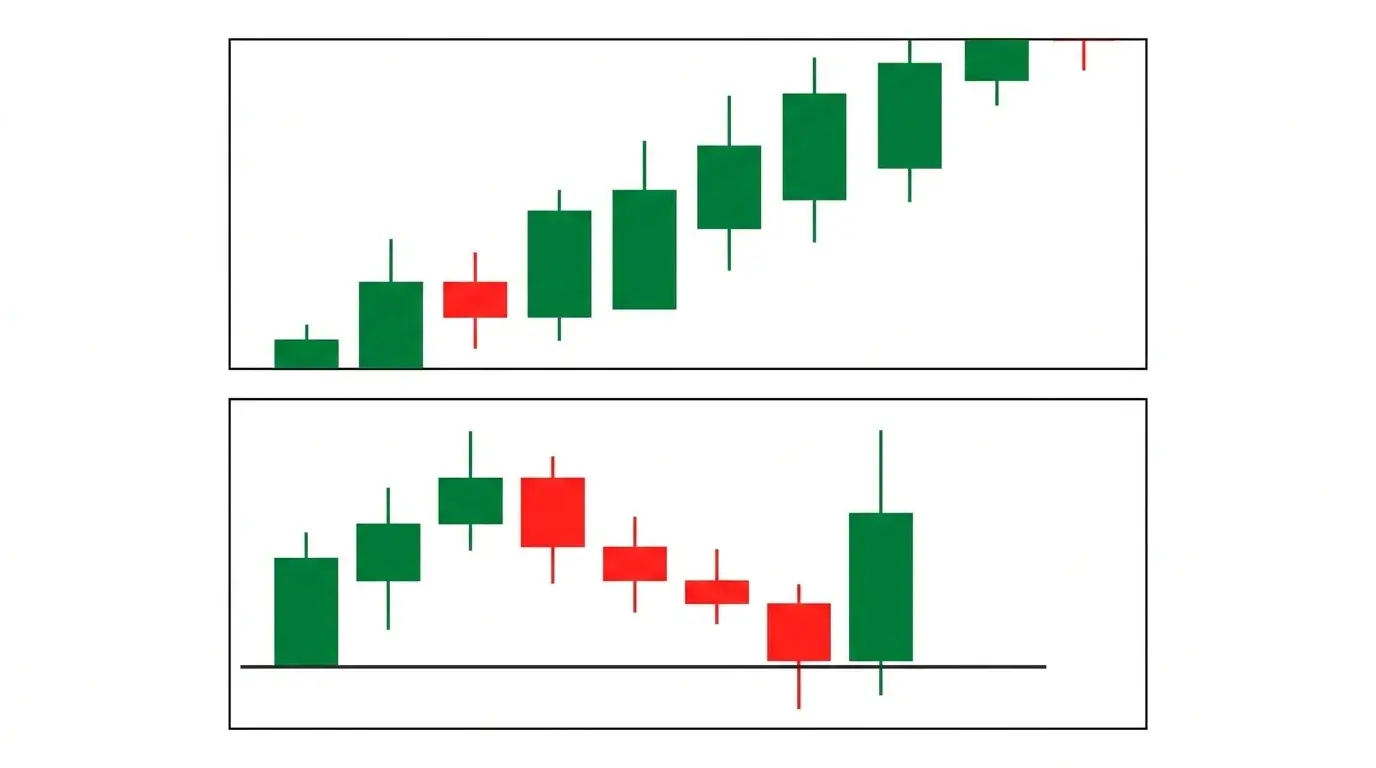 Daily forex chart with a strong uptrend on the left, and H4 chart on the right annotated showing an H4 pullback and bullish engulfing entry