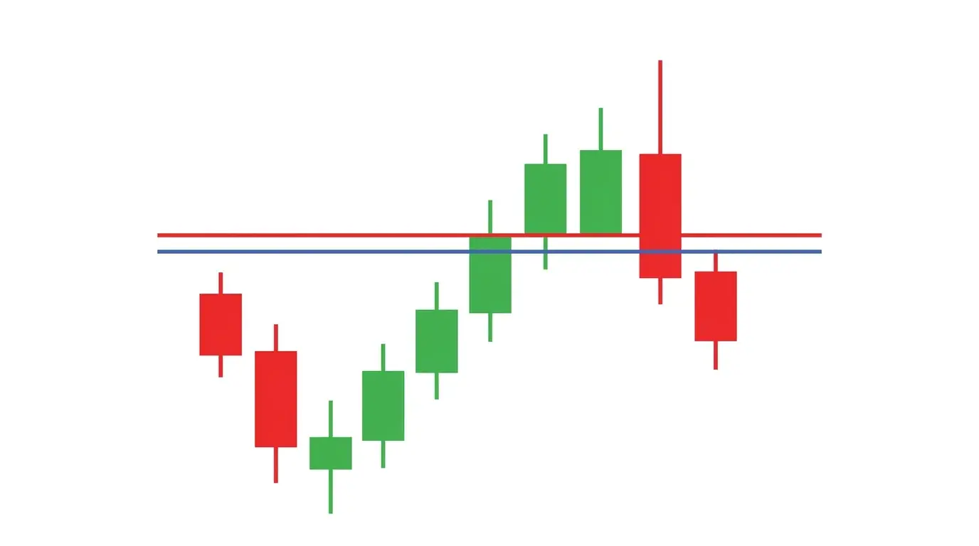Chart diagram of a stop-limit order showing a stop trigger line and a separate limit line below it, with a highlighted zone where the order can fill