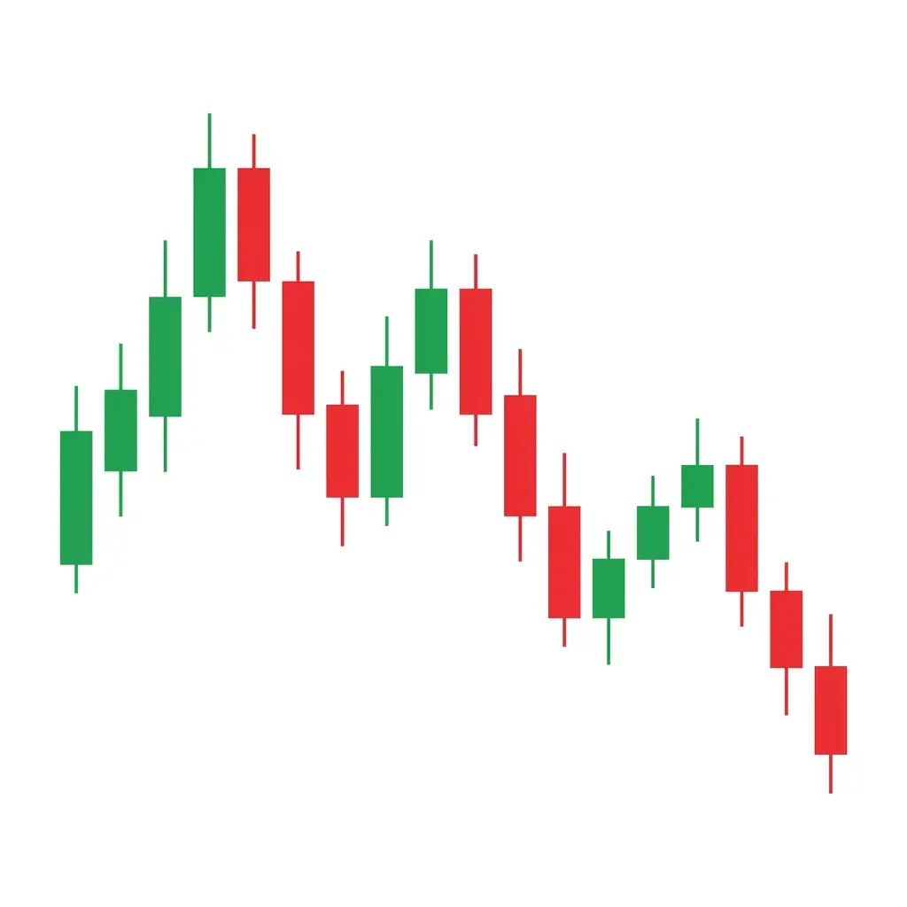 Lower highs bearish continuation pattern showing swing highs progressively declining with a descending trendline connecting them