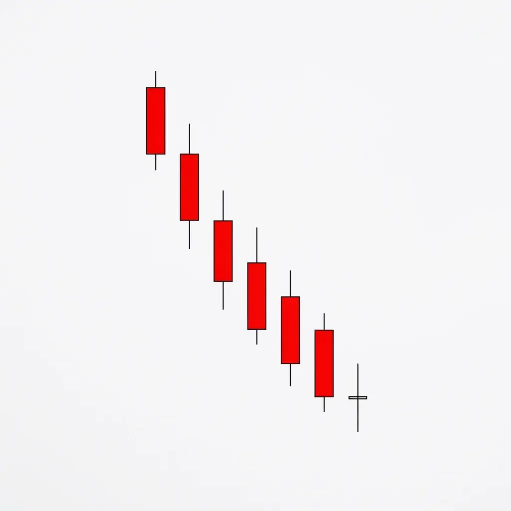 Southern doji candlestick pattern appearing at the bottom of a downtrend signaling potential bullish reversal from selling exhaustion