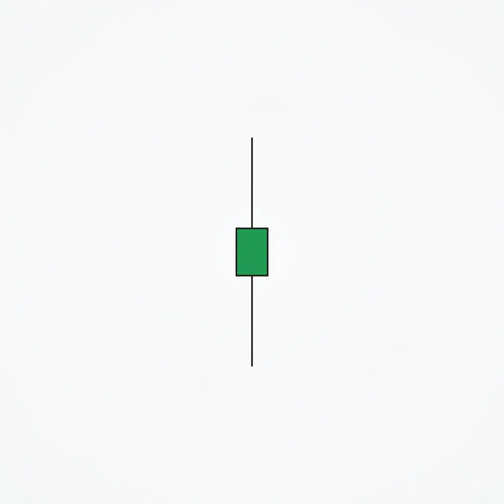 Spinning top candlestick pattern with small body and moderate equal shadows showing mild indecision between bulls and bears