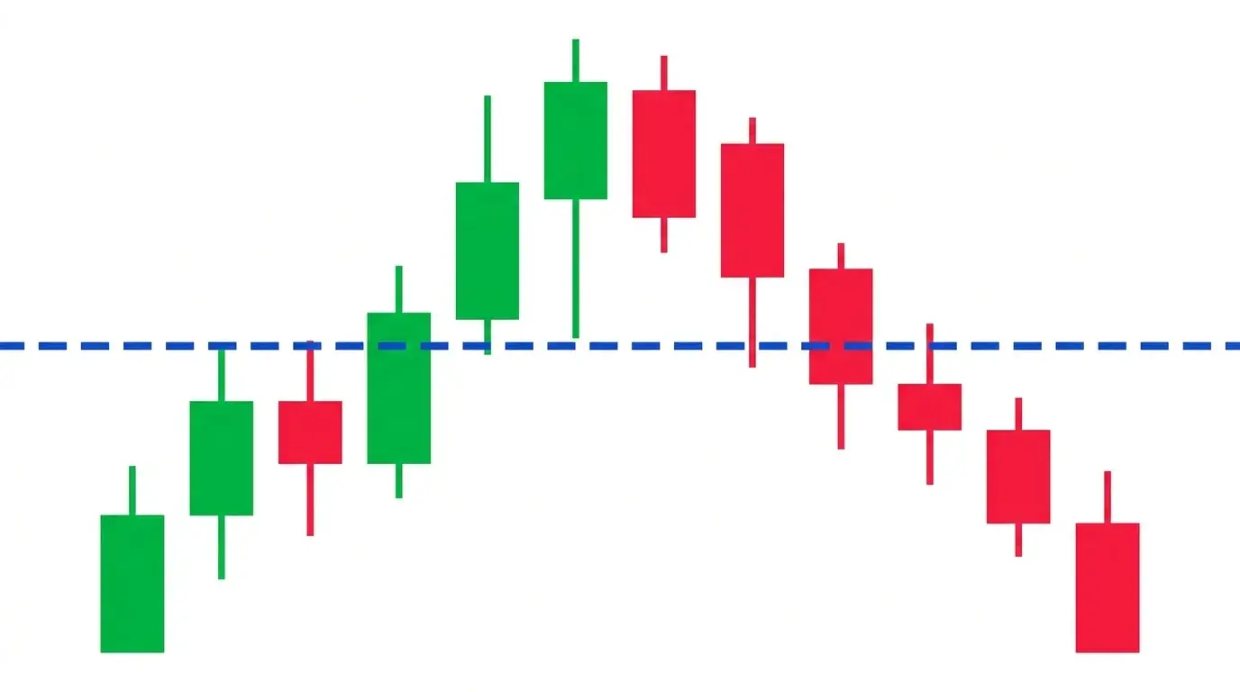 Candlestick chart showing price approaching and rejecting off a clearly labelled round number level like 1.1000, with surrounding candles showing the magnetic pull toward the number