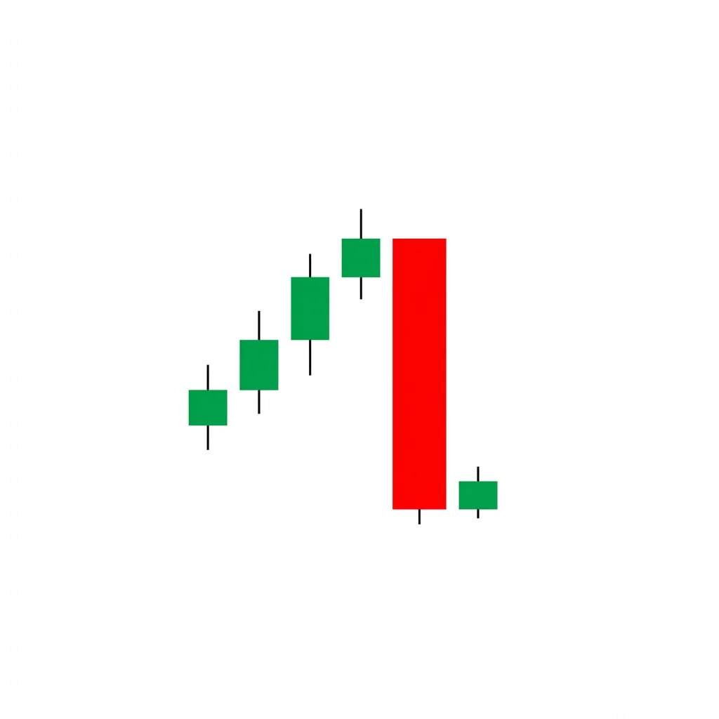 Bearish belt hold candlestick pattern with a long bearish candle that opens at the session high with no upper shadow and closes near the low after an uptrend