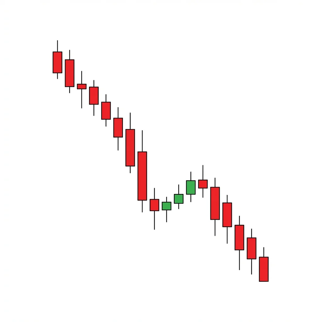 Dead cat bounce pattern showing temporary price recovery during a downtrend that fails and continues lower