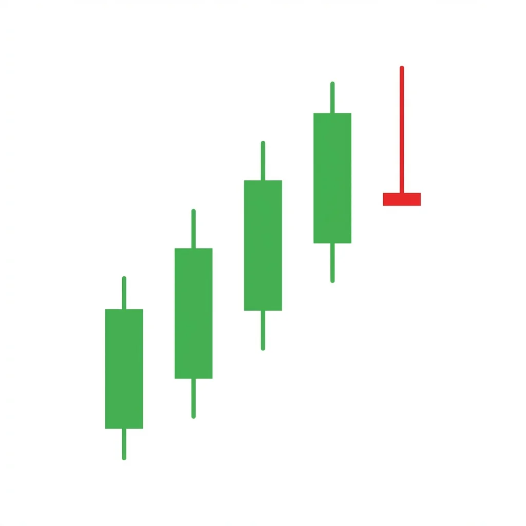 Gravestone doji candlestick pattern with open and close at the session low and a long upper shadow, showing complete rejection of the rally attempt