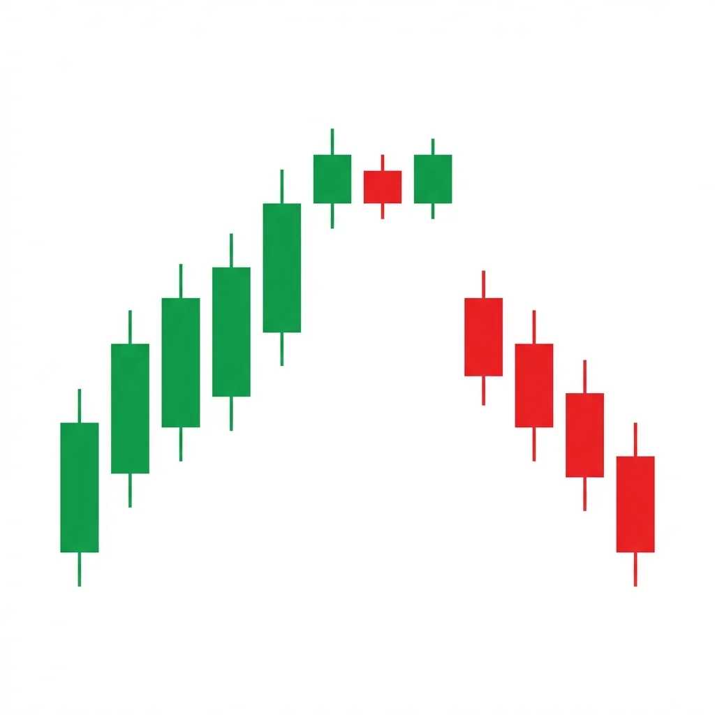 Bearish island reversal pattern showing price gapping up creating an isolated high then gapping back down to reverse the uptrend