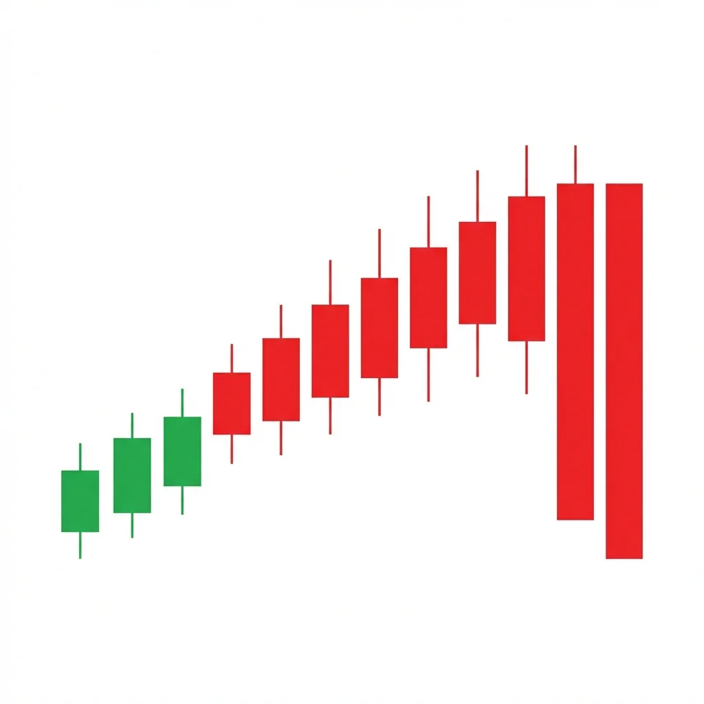 Bearish marubozu candlestick with no upper or lower wicks showing total seller dominance and strong downward momentum