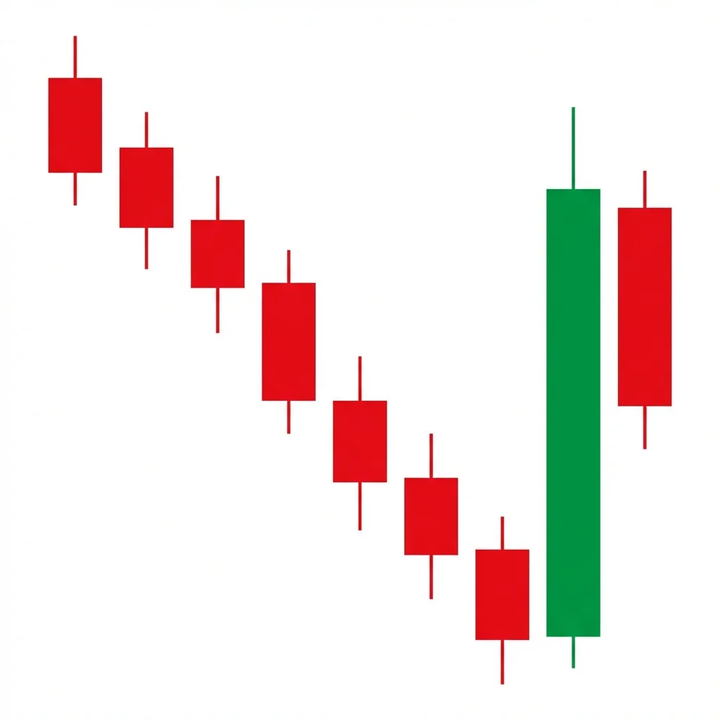 Bearish Three Line Strike continuation pattern showing three bearish candles followed by a single large bullish candle that opens below and closes above all three, resetting price for continuation lower