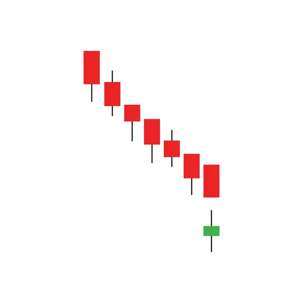 Bullish doji star candlestick pattern showing a bearish candle followed by a gap-down doji signaling a potential bullish reversal