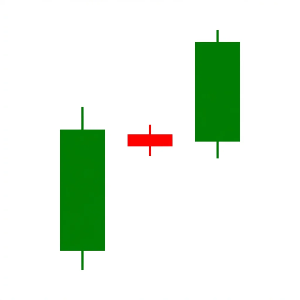Bullish fair value gap pattern showing three-candle imbalance with a large bullish displacement candle leaving an unfilled zone between candle one high and candle three low