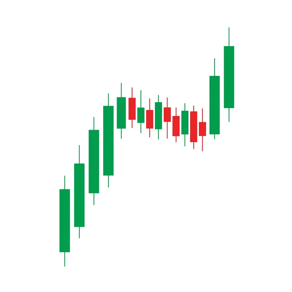 Bullish flag chart pattern with a steep flagpole rally followed by a downward-sloping parallel channel consolidation before an upside breakout