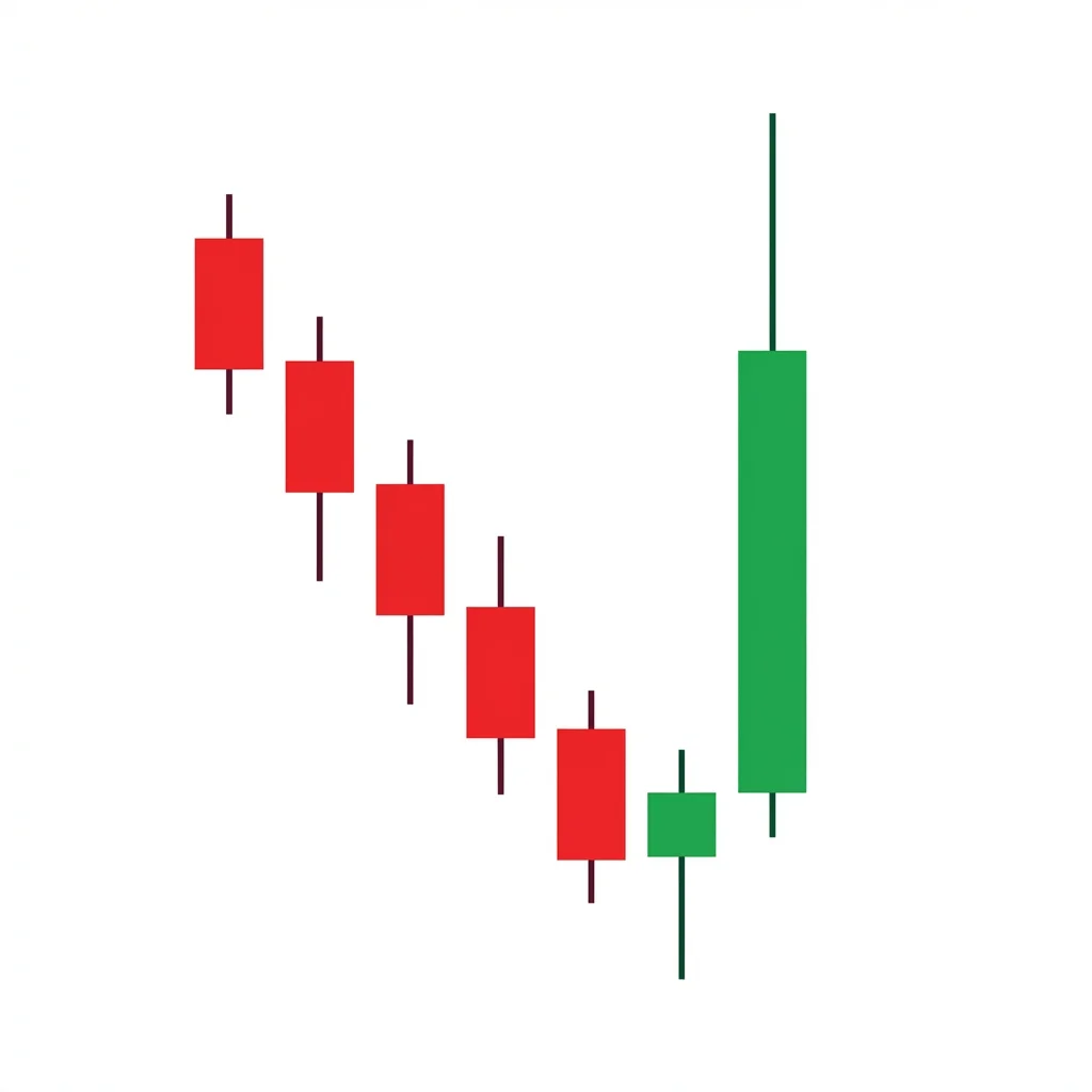 Gap down reversal pattern showing price gapping down then reversing sharply higher as institutional buyers step in at the discounted level