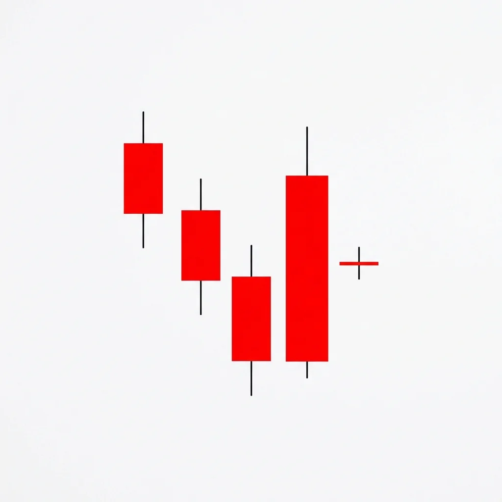 Bullish harami cross pattern showing a large bearish candle followed by a doji candle contained within the bearish candle body signaling strong indecision