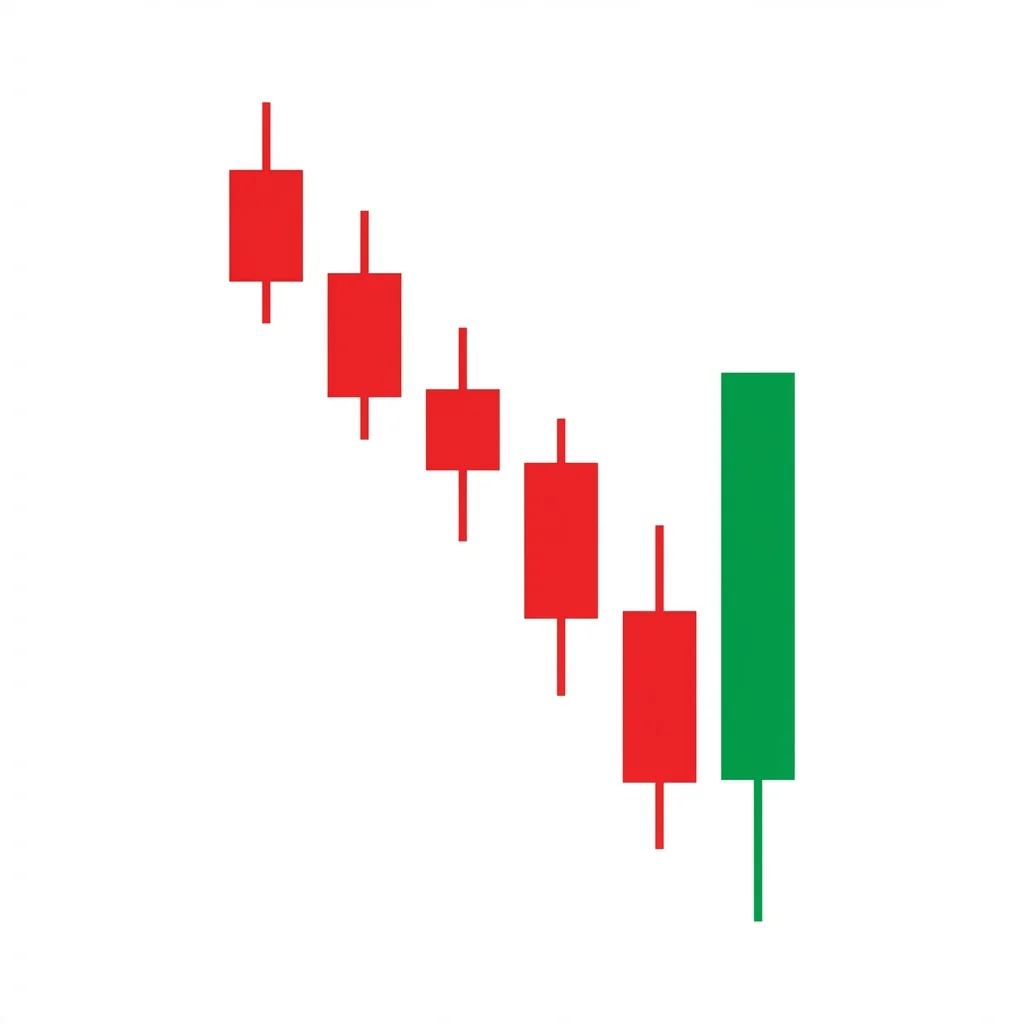 Bullish key reversal pattern showing a new low followed by a strong close above the prior bar high signaling trend change