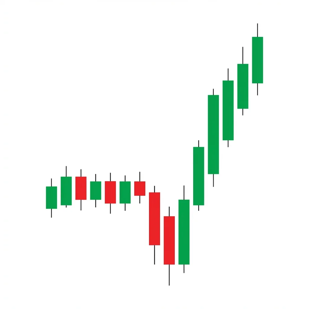 Bullish Power of Three ICT pattern showing accumulation phase with tight range, manipulation sweep below the range, and distribution rally closing near the session high