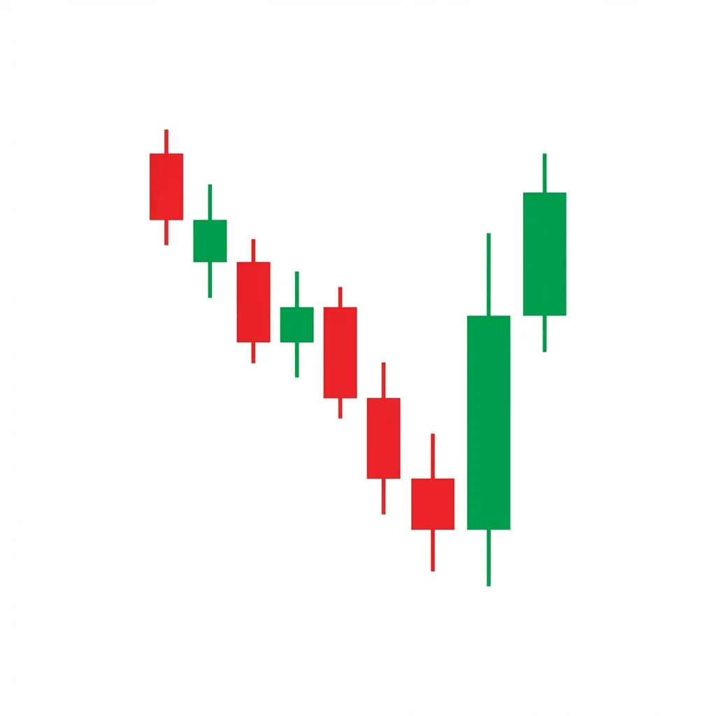Three Outside Up bullish reversal pattern with a small bearish candle engulfed by a large bullish candle followed by a third bullish confirmation candle