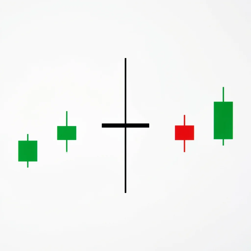 Standard doji candlestick pattern with small equal shadows showing perfect balance between buyers and sellers