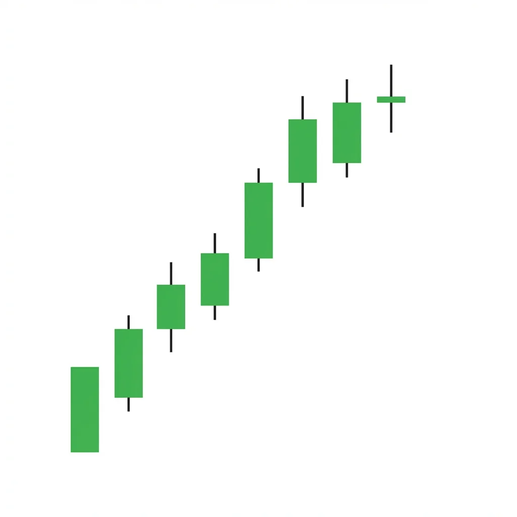 Northern doji candlestick pattern appearing at the top of an uptrend signaling potential bearish reversal from momentum exhaustion