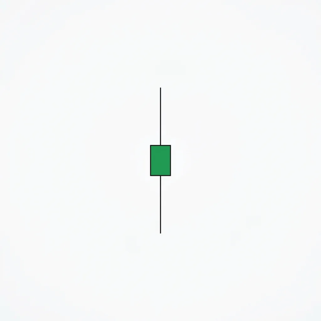Spinning top candlestick pattern with small body and moderate equal shadows showing mild indecision between bulls and bears