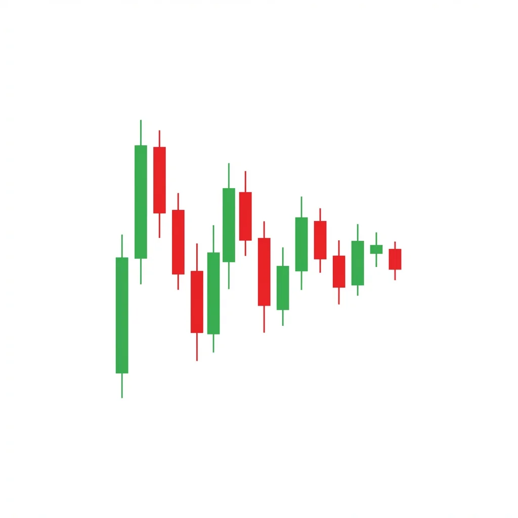 Symmetrical triangle chart pattern with converging trendlines of equal slope creating a neutral coiling pattern that can break in either direction