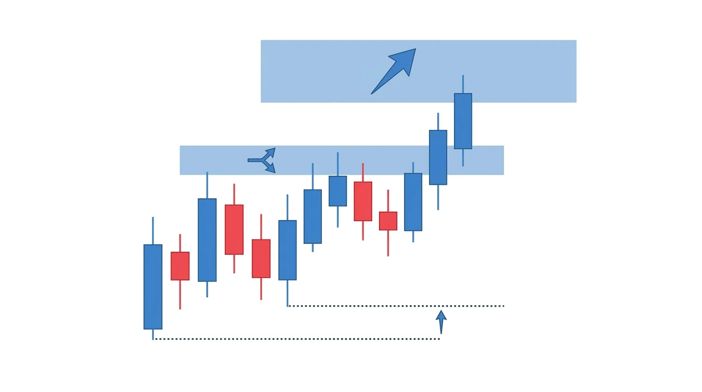 Chart diagram of a partial close at 1R with half the position booked at the first target line, the remaining position stop trailed to breakeven, and a second higher target line marking the 3R runner destination