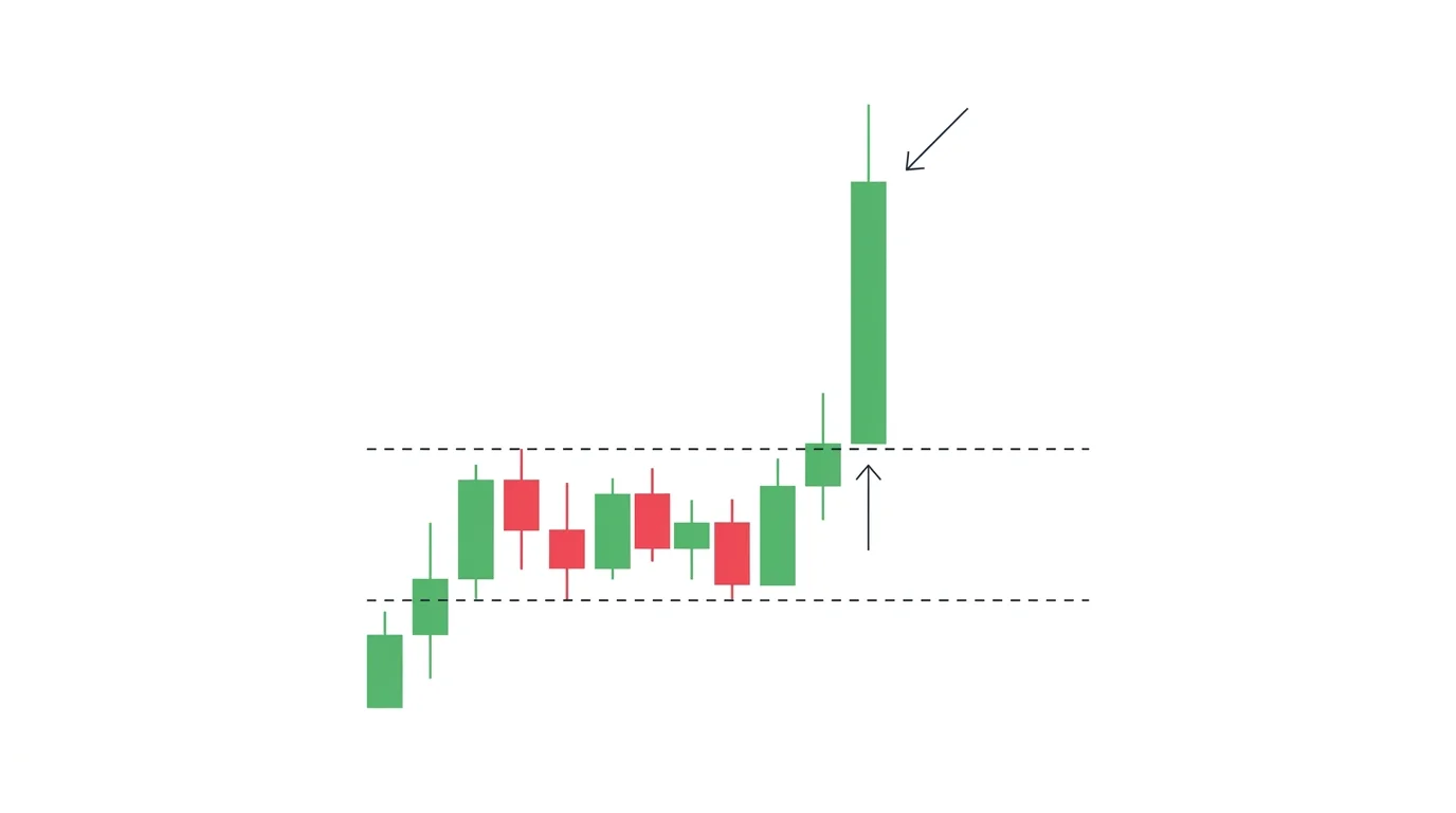 M5 chart diagram showing the Asia session high and low as horizontal range lines and a clean breakout candle firing in the first 30 minutes of the London open