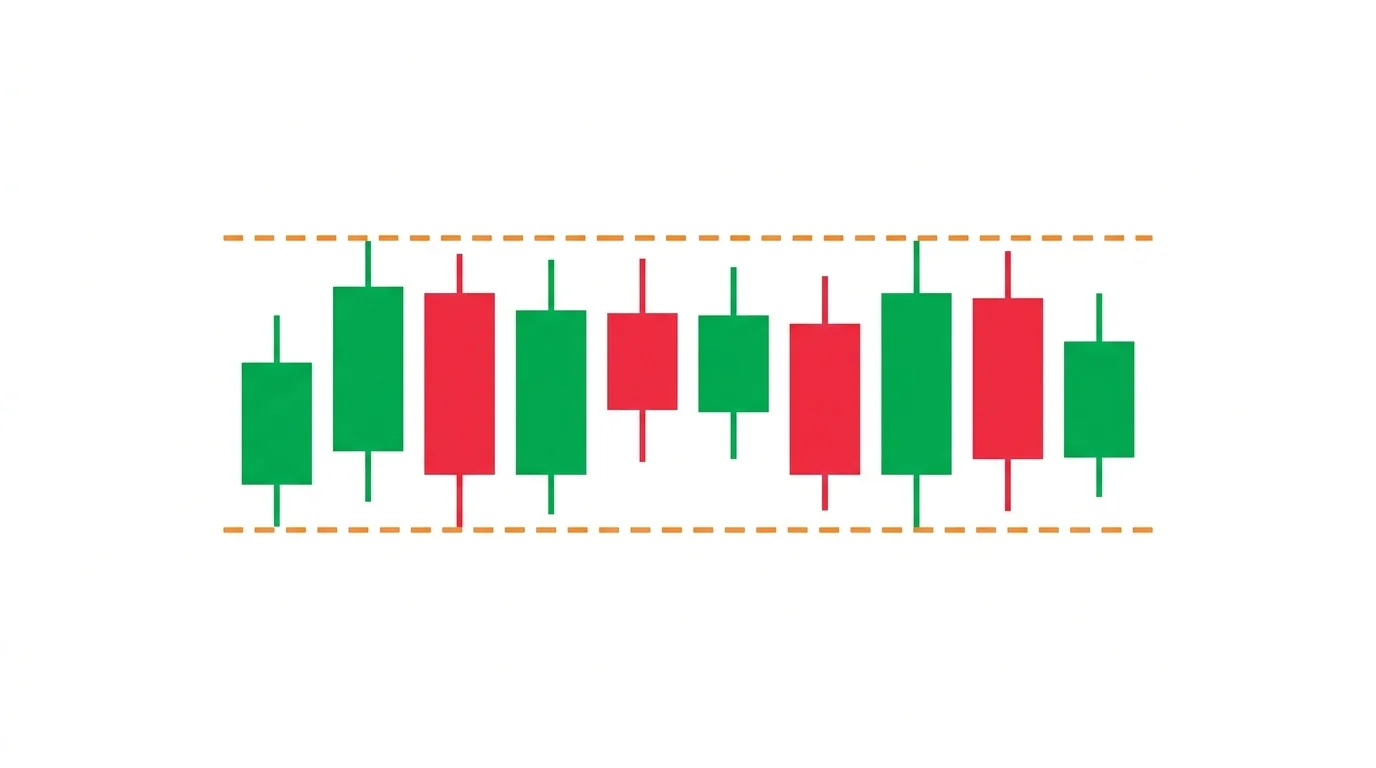 Tight horizontal Asian-session range box with candles ping-ponging between an upper boundary and lower boundary, consolidation pattern before London arrives